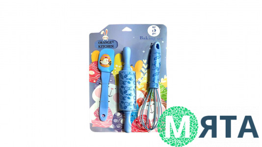 Набір силіконового приладдя. Лопатка, качалка, вінчик