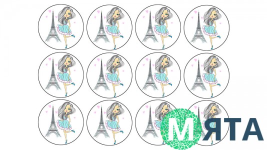Їстівна картинка "Дівчина в Парижі" 1