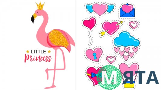 Їстівна картинка з Фламінго серця