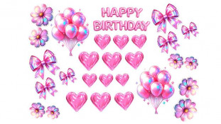 Їстівна картинка Happy Birthday рожева Їстівна картинка Happy Birthday рожева