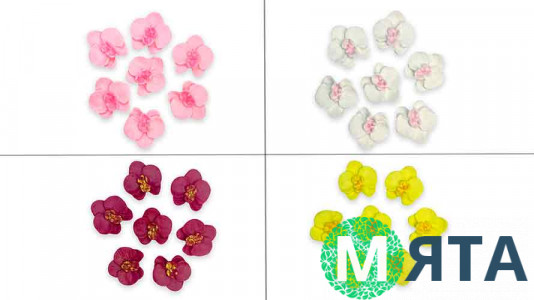 Набір цукрових прикрас Орхідея 4 см, 7 шт