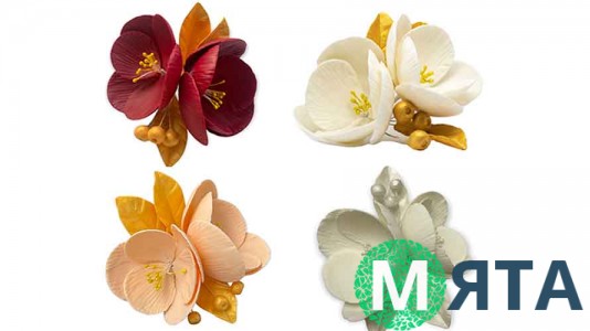 Цукрова прикраса Магнолія з листочками, 16 см