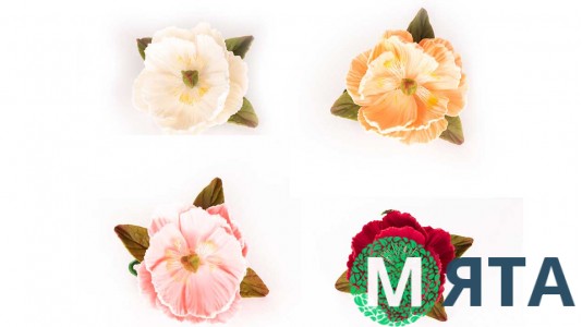 Півонія з листочками, 6 см