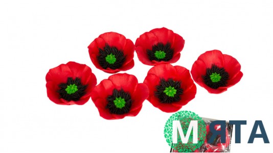 Цукровий декор Маки, 6 шт