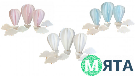 Набір вафельного декору повітряні кулі з хмаринками