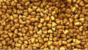 Кондитерська посипка Серця об'ємні Золоті