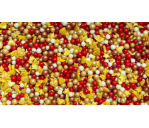 Цукрове посипання Мікс з кульками №25. Червоний/Золотий