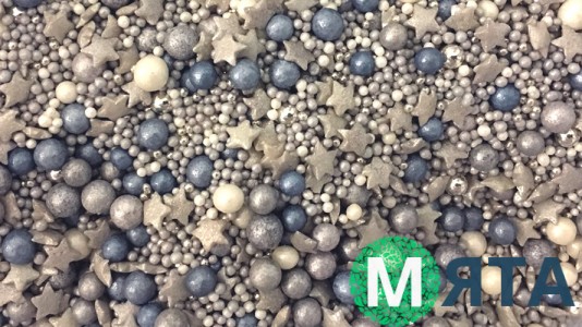 Цукрове посипання Мікс з кульками №2. Срібний