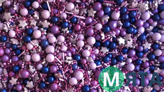 Цукрове посипання Мікс з кульками №22. Фіолетовий