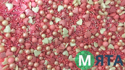 Цукрове посипання Мікс з кульками №4. Рожевий