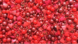 Цукрове посипання Мікс з кульками №7. червоний