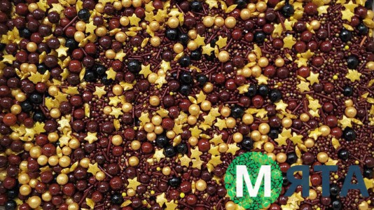 Цукрове посипання Мікс з кульками №8. Коричневий
