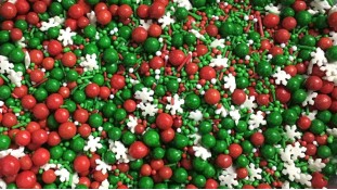 Цукрове посипання Мікс з глянсовими кульками №9. Червоно-зелений