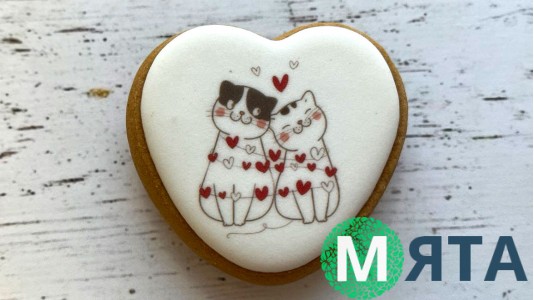 Пряник серце Котики №2