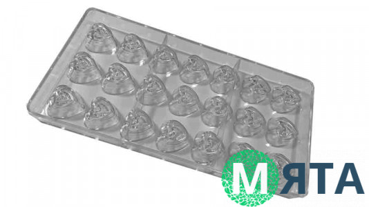 Полікарбонатна форма для цукерок Серце в серці, 35 шт