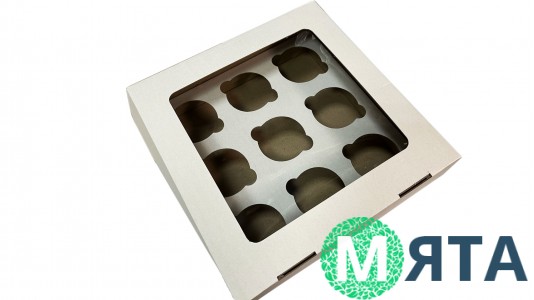 Коробка на 9 капкейків з віконцем