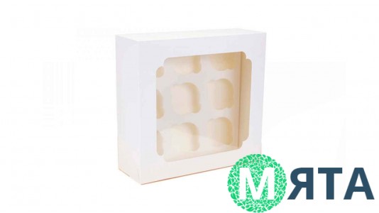 Коробка на 9 капкейків, Біла