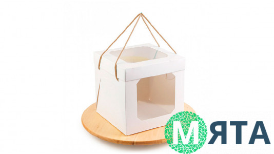 Коробка бокс з ручками 21х21х21 см, Біла