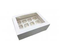 Коробка на 12 капкейків, біла з вікном