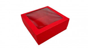 Коробка 15х15х6, Червона з вікном