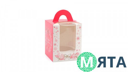 Коробка для 1 капкейка, Червоний віночок