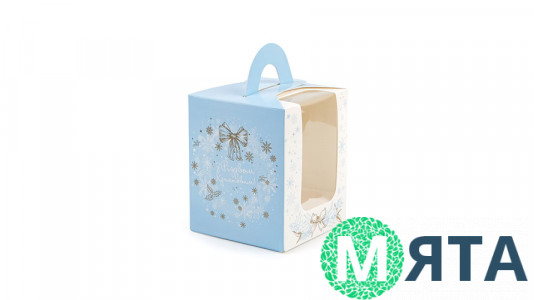 Коробка для 1 капкейка, Блакитний віночок