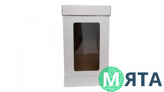 Коробка для торта 35х35х75 см, прямокутне вікно