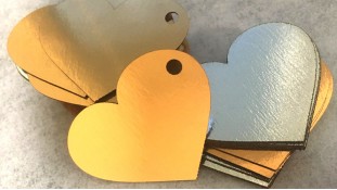 Бірка Серце, картон золото/срібло