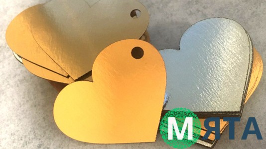 Бірка Серце, картон золото/срібло