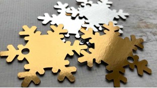 Бірка Сніжинка, картон золото/срібло