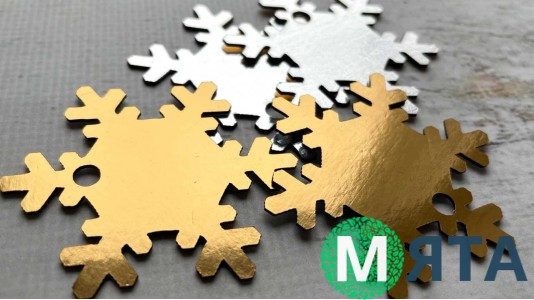 Бірка Сніжинка, картон золото/срібло