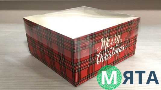 Коробка 16х16х8, Червона клітинка