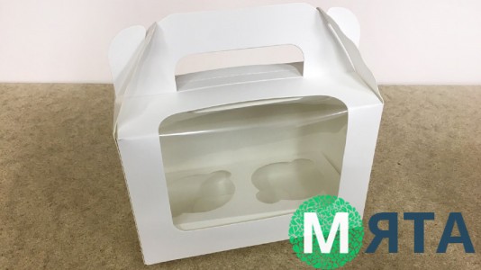 Коробка 16х8х10,5 (2 капкейки) з ручкою