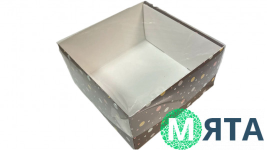 Коробка 17х17х9 у горошок