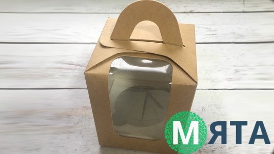 Коробка для 1 капкейка, з ручкою, Крафт