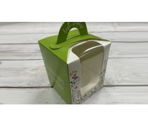 Коробка для 1 капкейка, з ручкою, зелена