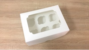 Коробка для 6 капкейків, з віконцем