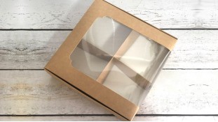 Коробка для десертів 20х20х6 см, крафт