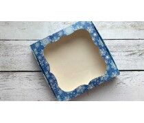 Коробка для пряників 20х20 см, Синя Сніжинка