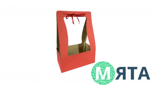 Коробка-корзина 23х13х10 см, Червона