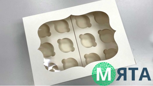 Коробка на 12 капкейків, Біла