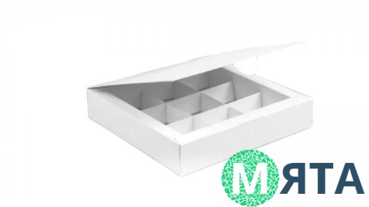 Коробка на 9 цукерок, Біла без вікна