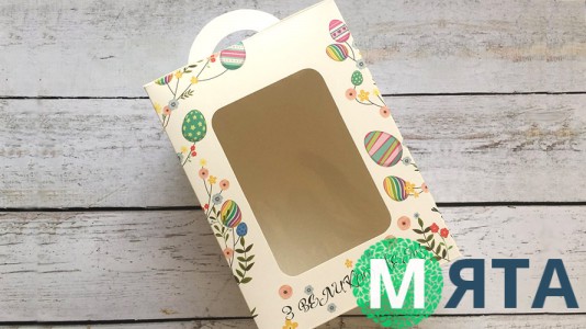 Пасхальна коробка 14х14х18 см, Принт