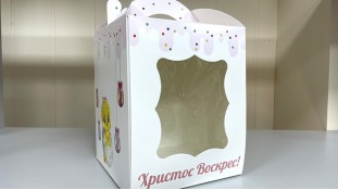 Пасхальна коробка 17х17х21 см, Принт з курчам