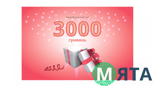 Подарунковий сертифікат 3000 грн, у конверті
