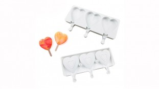 Силіконова форма для морозива Ескімо Серця, 3 шт