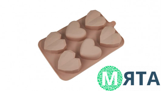 Силіконова форма Серця мікс, 6 шт