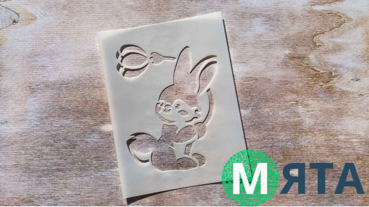 Трафарет Кролик з квіткою, 9,5х12,5 см