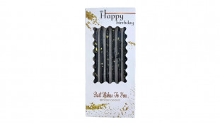 Свічки для торта чорні з бризками, 6 шт