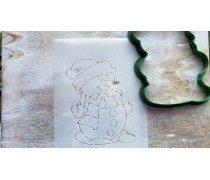 Вирубка + трафарет Сніговик №4